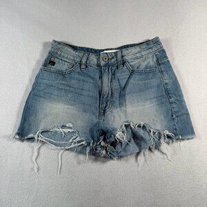 Kancan Jean Shorts Womens Small Blue Cut Off High Rise Medium Wash